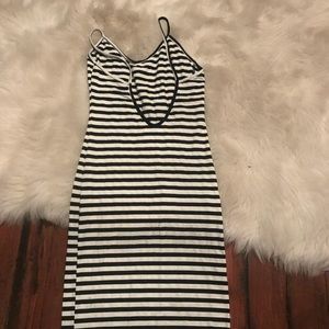 Black and white striped mini dress